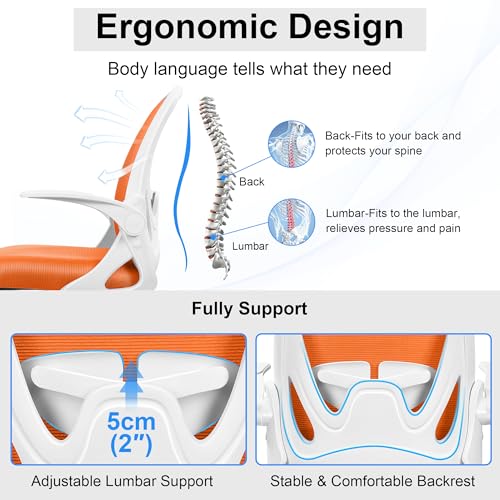 Primy Drafting Chair Tall Office Chair with Flip-up Armrests Executive Ergonomic Computer Standing Desk Chair with Lumbar Support and Adjustable