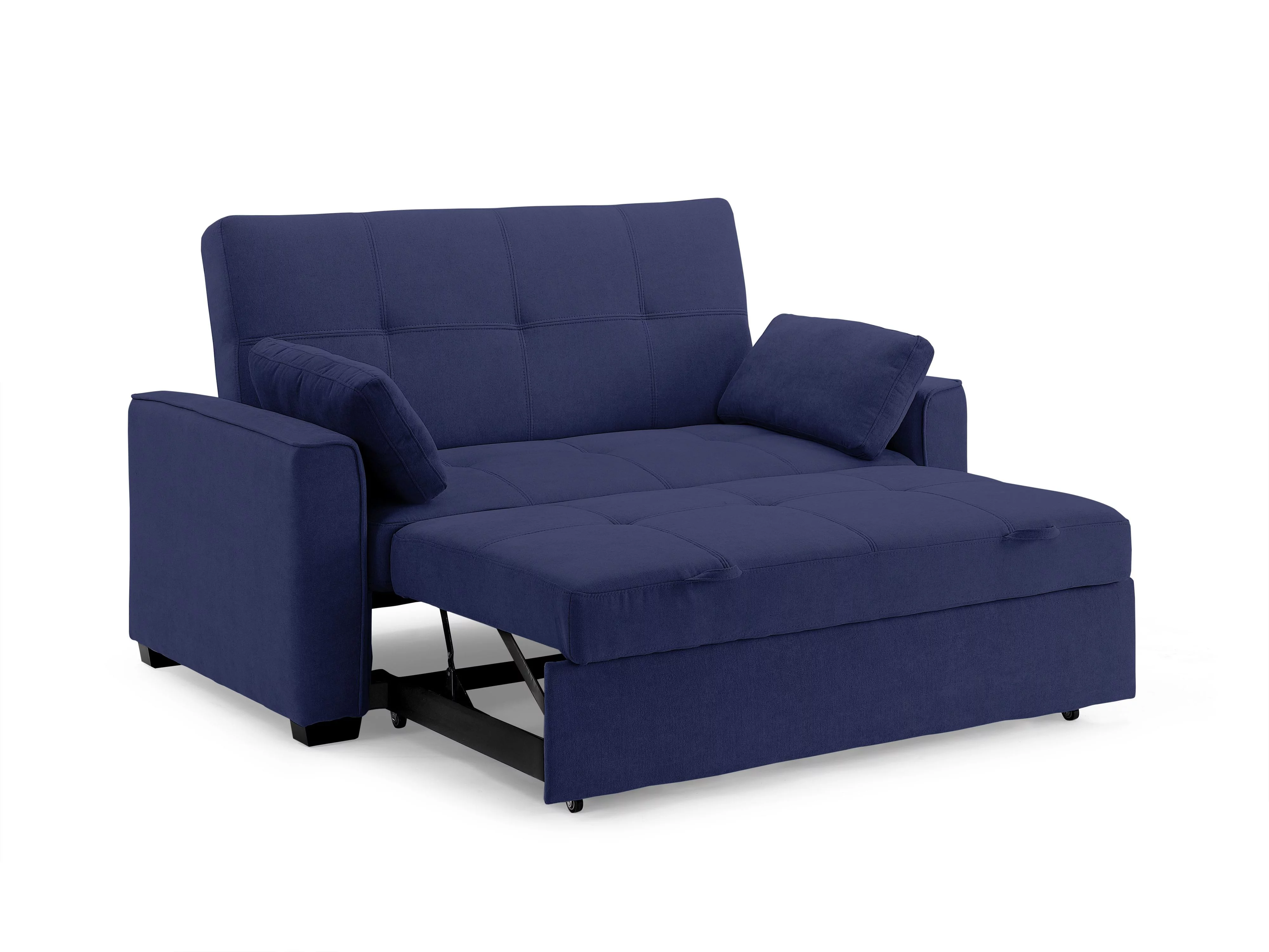 Nantucket Pull-Out Chenille Sleeper Sofa with Accent Pillows, Full Size, Navy