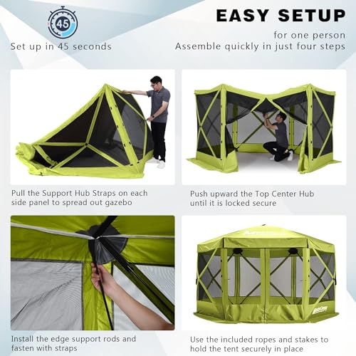 MASTERCANOPY 12x12FT Pop Up Gazebo Screen Tent - Instant Screen House with Netting, Quick Set, Outdoor Canopy Shelter with Carry Bag for Camping