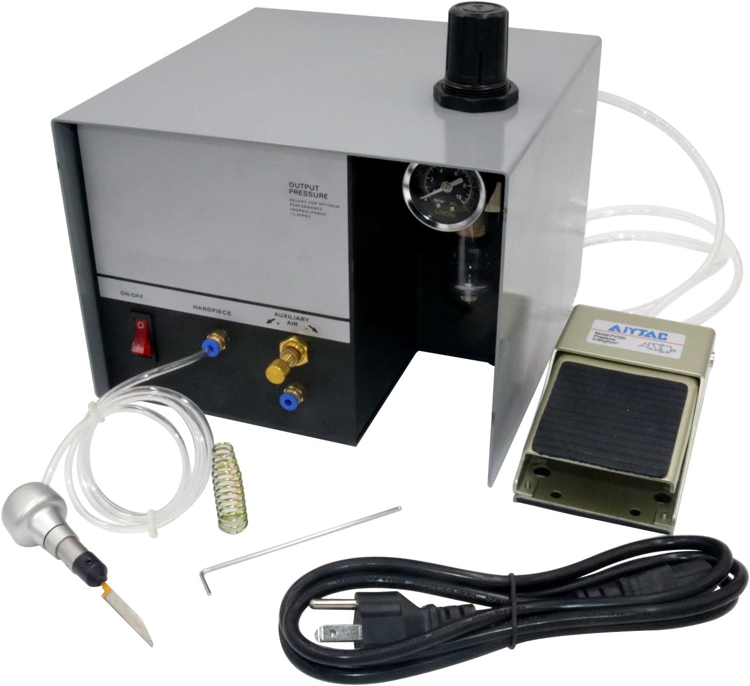 Single-Head Jewelry Pneumatic Engraving Machine 1400 RPM Adjustable Speed Pneumatic Hand Engraving Machines 60Hz 80W Pneumatic Graver Handpiece for