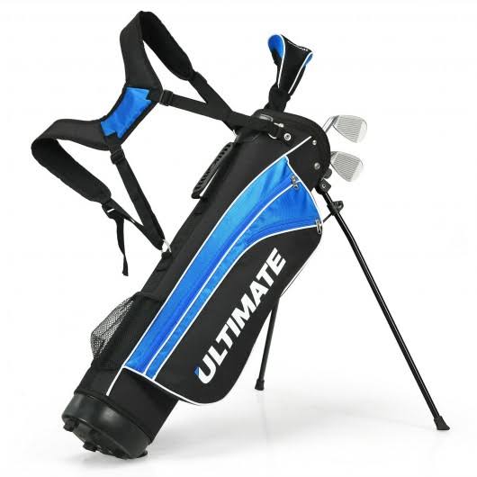 Ultimate 31x22 Portable Junior Complete Golf Club Set for Kid Age 8+ Set of 5 Blue