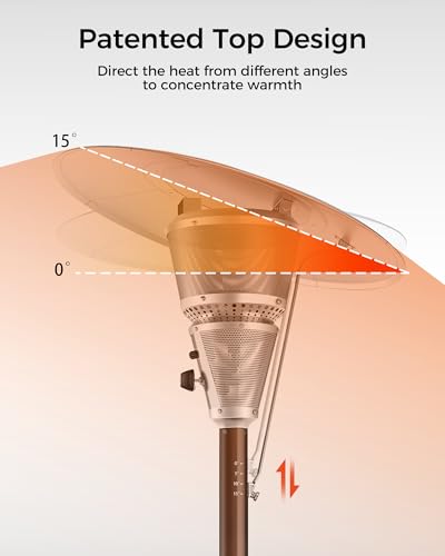 50,000 BTU Patio Heater for Outdoor Use With Adjustable Heat Focusing Top, Propane Patio Heater with Wheels