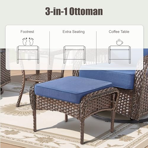 7 Pieces Outdoor Furniture Set with Swivel Chairs