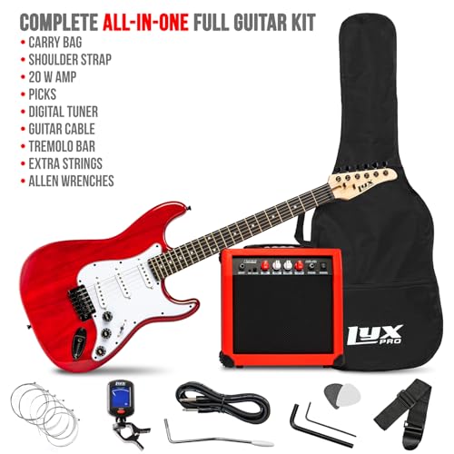 LyxPro Electric Guitar 39" inch Complete Beginner Starter kit Full Size with 20w Amp, Package Includes All Accessories, Digital Tuner, Strings, Picks