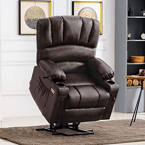 MCombo Oversized Power Lift Recliner Chair for Elderly, Lift Chair with Heat and Massage, Lift Recliner for Big and Tall, Cup Holders