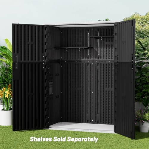 KINYING Outdoor Vertical Storage Shed,57 Cu.ft Outdoor Storage Cabinet Waterproof,Resin Sheds & Outdoor Storage Clearance for Garden,Patio,Backyard