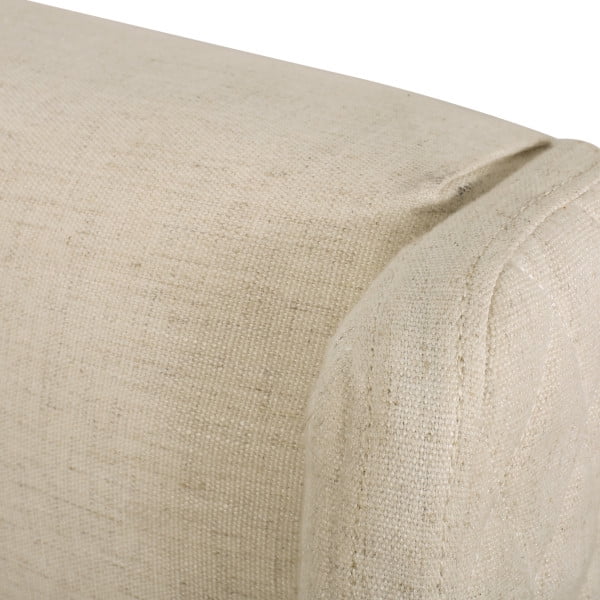 Noble House Ashley Full/Queen Wingback Tufted Beige Fabric Headboard