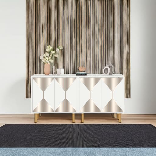 Tribesigns Modern Grey Storage Cabinet Set, Freestanding Floor Cabinet, Classic 59 inches Sideboard, Wood Buffet Cabinet with Doors