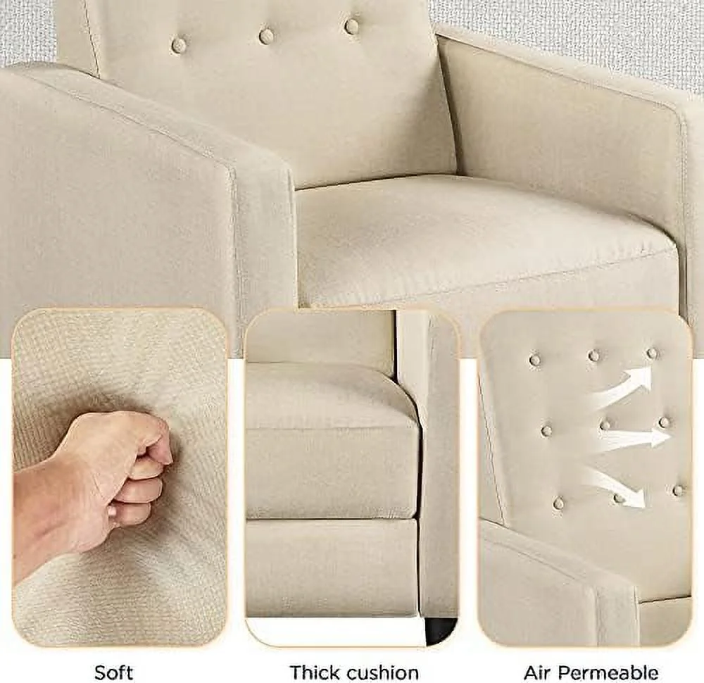 RUNFAYBIU Fabric Recliner Chair Mid-Century Modern Recliner Adjustable Single Recliner Sofa with Thicker Seat Cushion Tufted Upholstered Sofa with