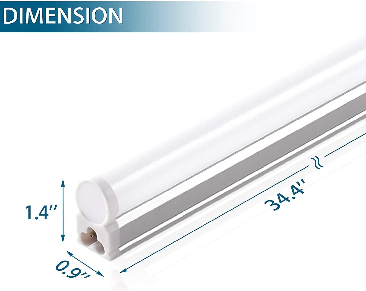 (Pack of 6) Barrina LED T5 Integrated Single Fixture, 3FT, 6500K (Super Bright White), Utility Shop Light, Ceiling and Under Cabinet Light