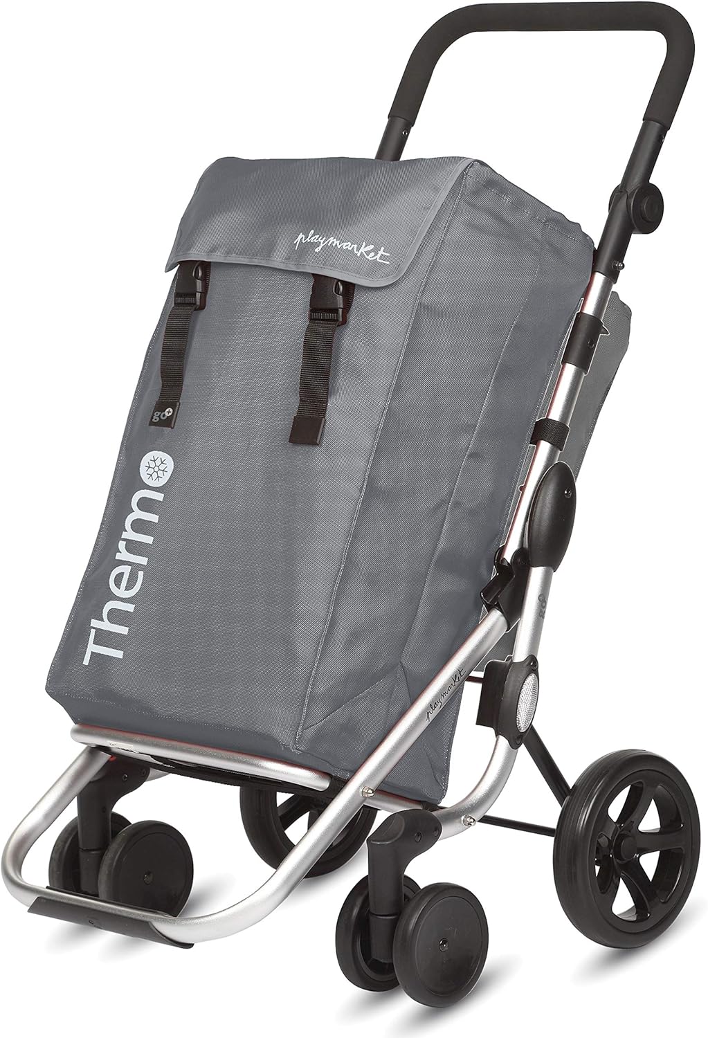 Playmarket GO Plus Large Capacity Folding Shopping Cart with Swivel Wheels, Burdeos