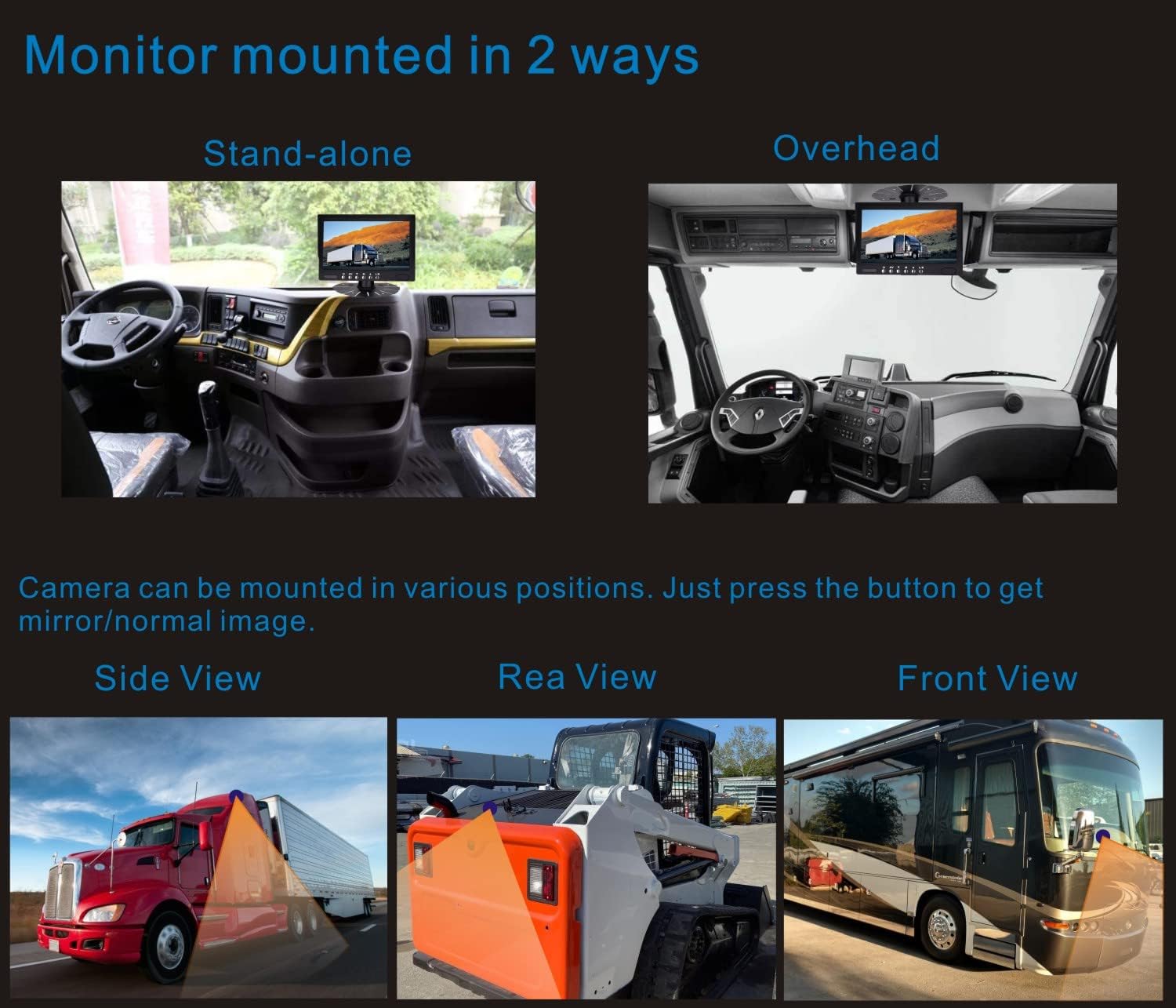 Rear View Backup Camera System Reversing Kit Wired 7" LCD Monitor,Night Vision