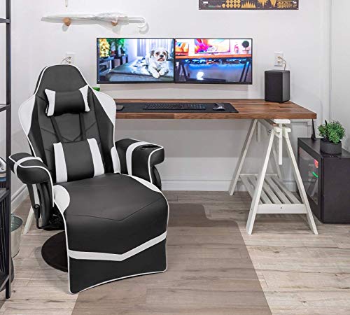 Homall Computer Racing Style Pu Leather Ergonomic Adjusted Reclining Video Gaming Single Sofa Chair with Footrest Headrest and Lumbar Support (Black)