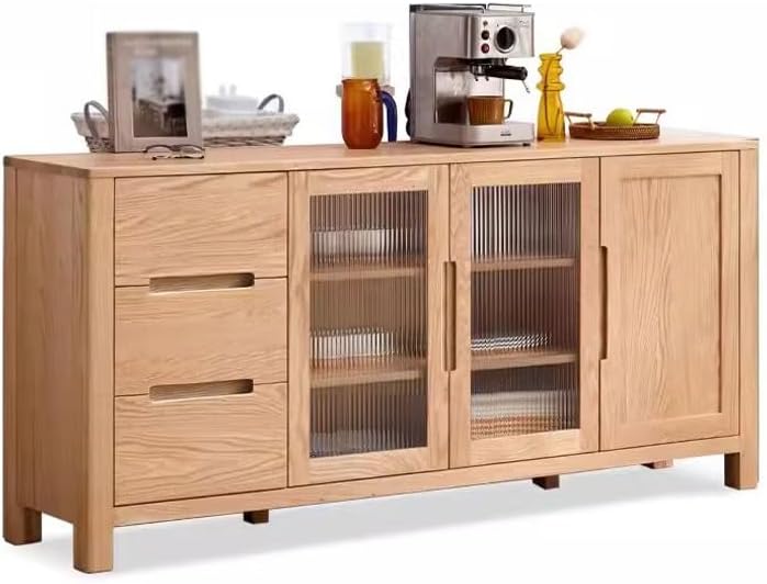 FEELIN Sideboard Buffet Cabinet Solid Wood Sideboard Nordic Oak Self-Service Cabinet Household Cabinet Storage Cupboard Simple Modern Tea Cabinet