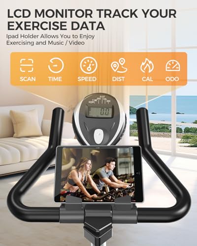 pooboo Exercise Bike, Adjustable Magnetic/Brake Pad Resistance Silent Belt Drive, Indoor Cycling Bike for Home Cardio