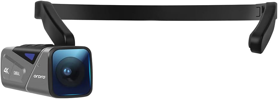 Ordro EP7 4K Camcorder 60FPS Vlog Camera, Hands-Free Head Mounted Camera,2-Axis Gimbal Stabilizer, Wi-Fi APP Control