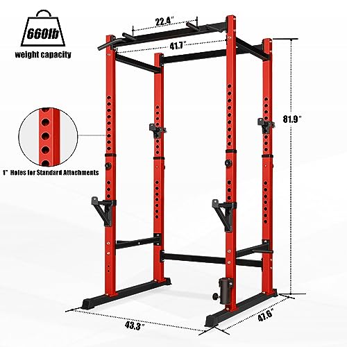 Bongkim Power Rack, Rack Cage for Weight Training, Adjustable Squat Stand Rack for Home Gym Equipment, Lifting Cage with 660lb Capacity