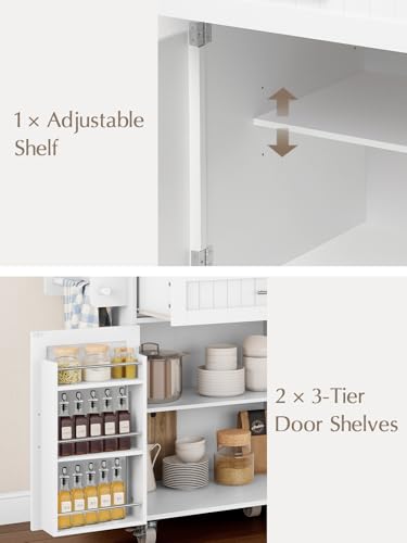 Kitchen Island with Storage, 31.5" D Rolling Kitchen Island Cart on Wheels with Widen Drop Leaf Rubberwood Top