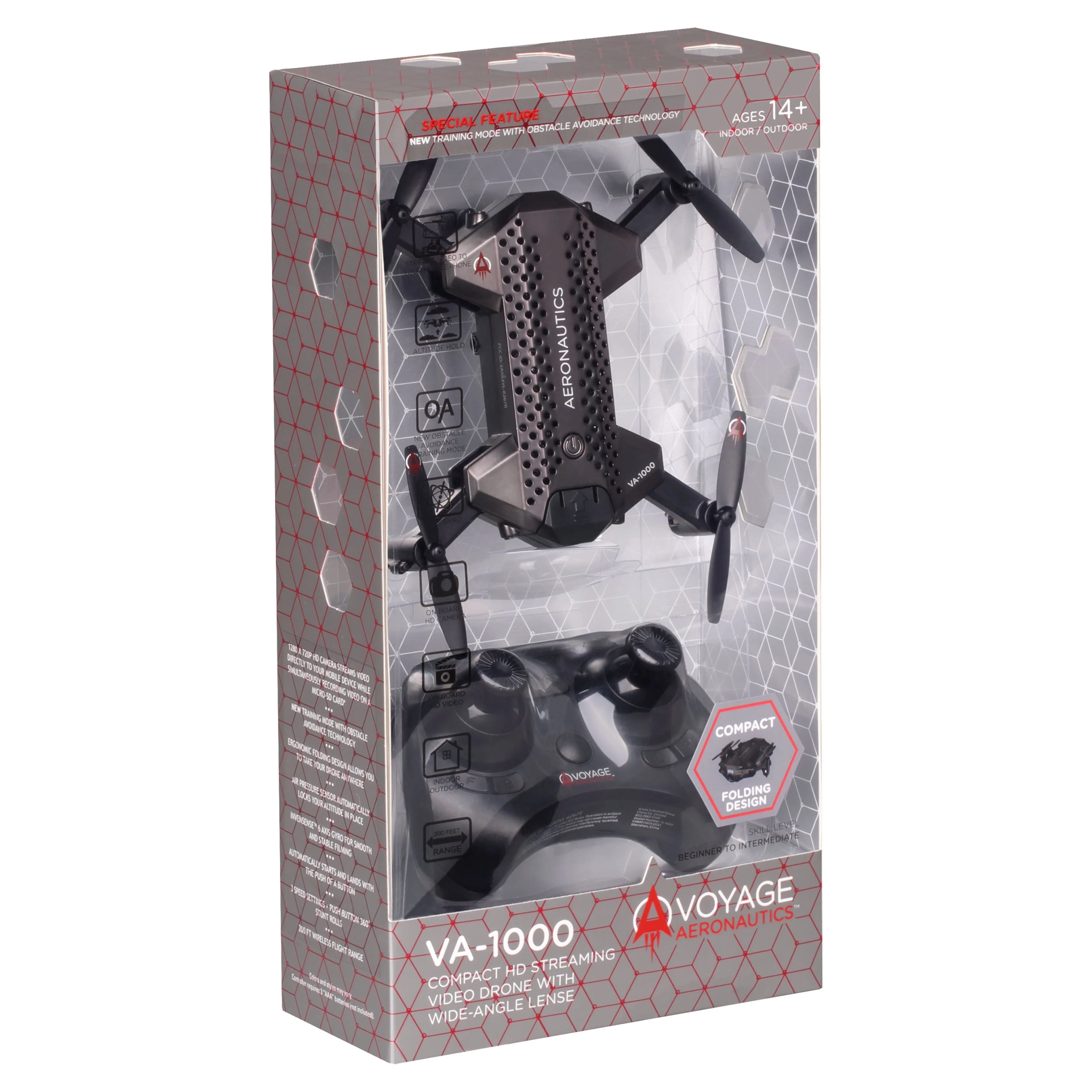 Voyage Aeronautics VA-1000 HD Streaming Drone with Wide-Angle Lens- Black Color - Size- 7 inches