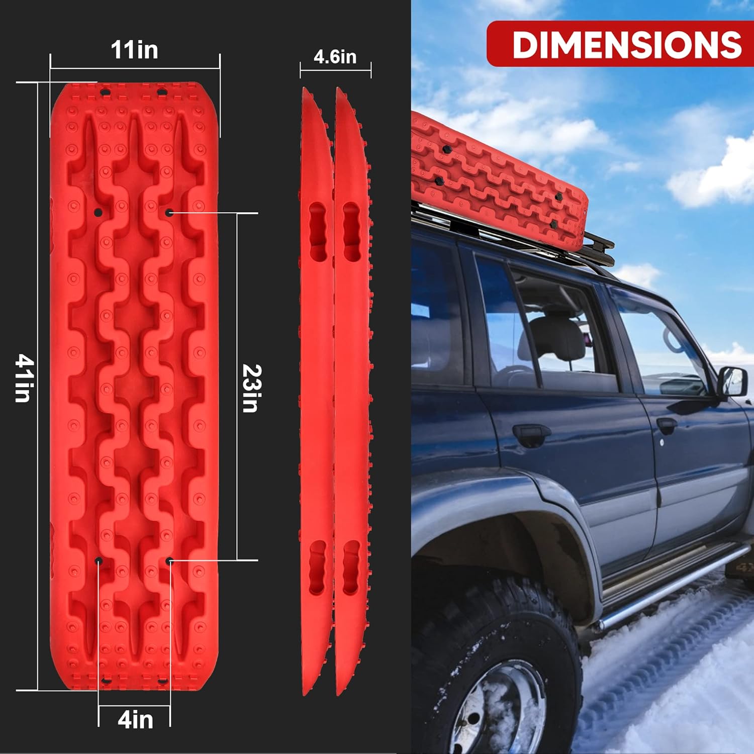 YIYITOOLS Recovery Traction Tracks 2 Piece, Tire Traction Mats for Off Road Mud Sand Snow