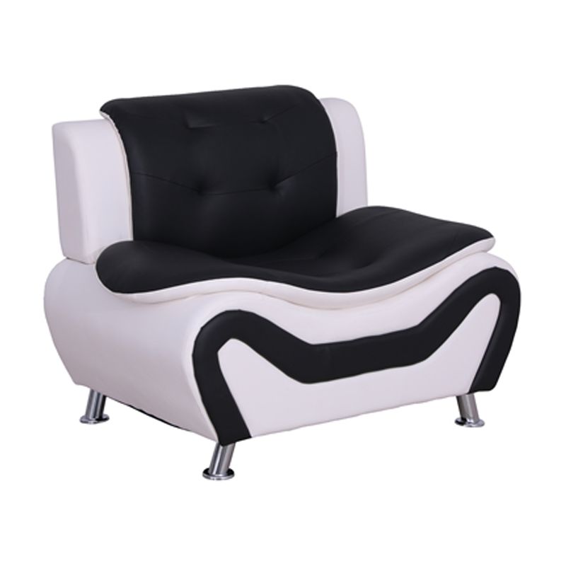 Home Square 3-Piece Set with Sofa and 2 Club Chairs in Black & White