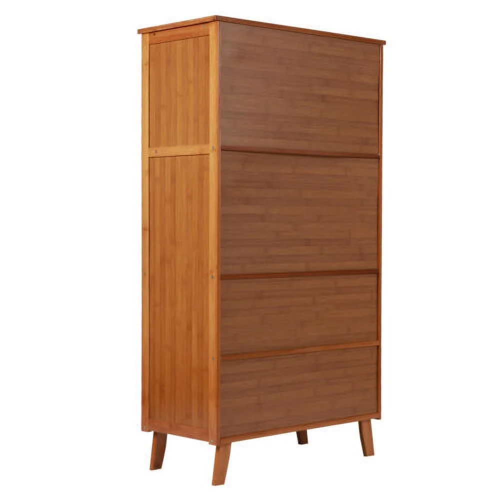 Wooden Storage Pantry Cupboard with 3 Drawers, Cabinets & 2 Acrylic Doors Brown