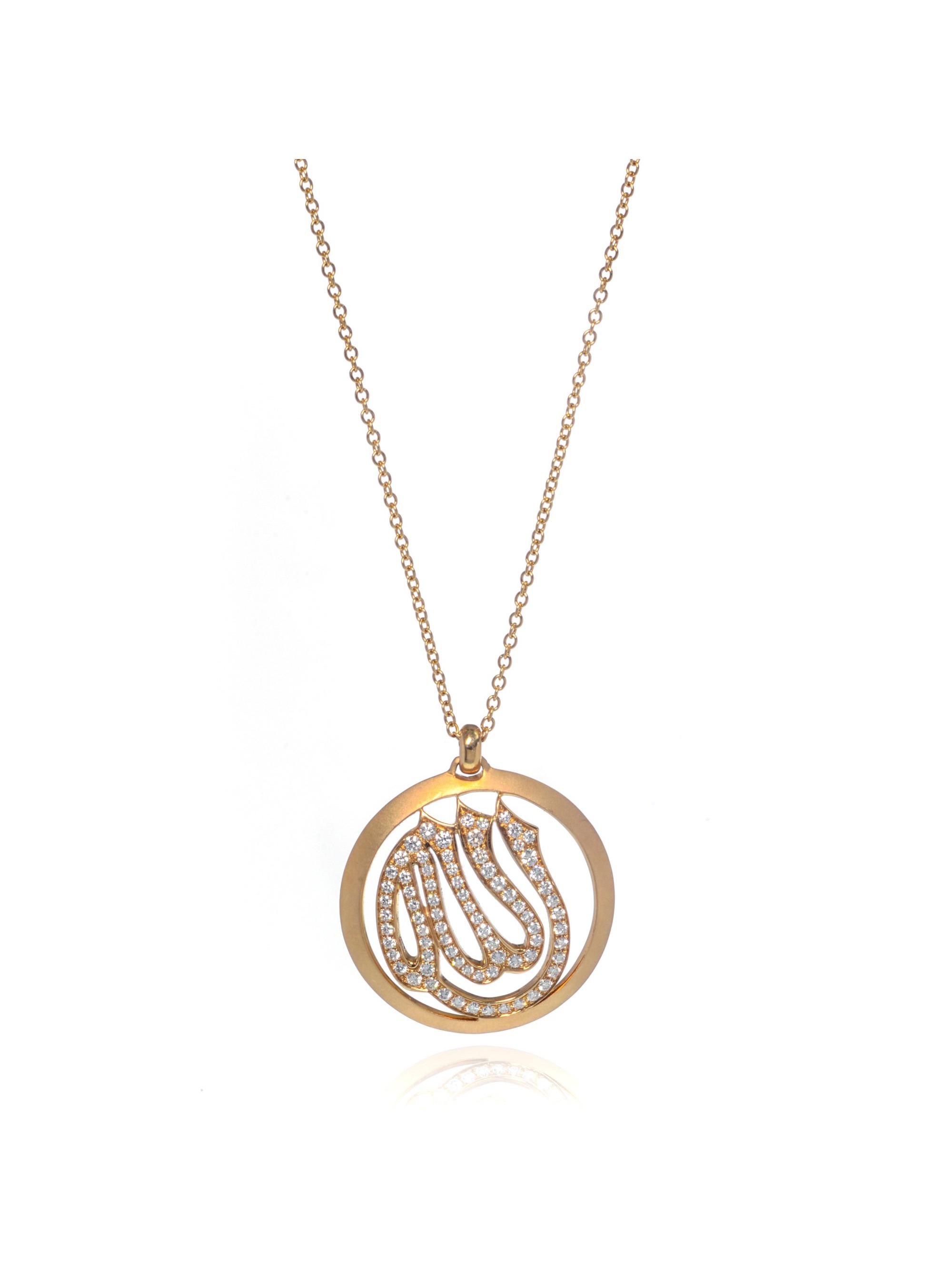 Luca Carati Diamond Arabic Symbol Pendant Necklace 18K Yellow Gold 0.95Cttw