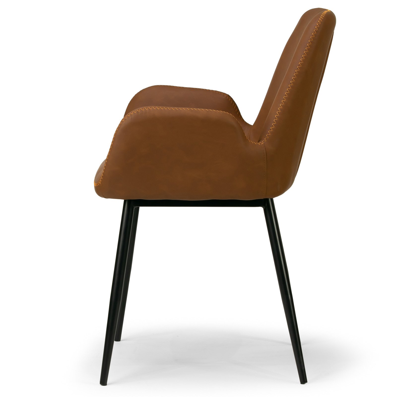 Glamour Home Alrik 19.25" Modern Faux Leather Arm Chairs in Brown (Set of 2)