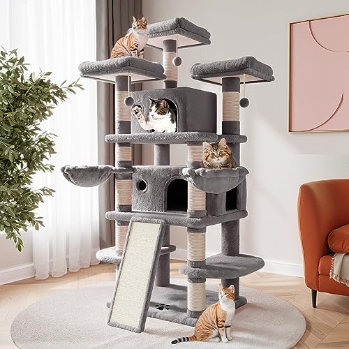 SHA CERLIN 68 Inches Multi-Level Large Cat Tree for Large Kitties/Big Cat Tower with Condo/Cozy Plush &zwnj