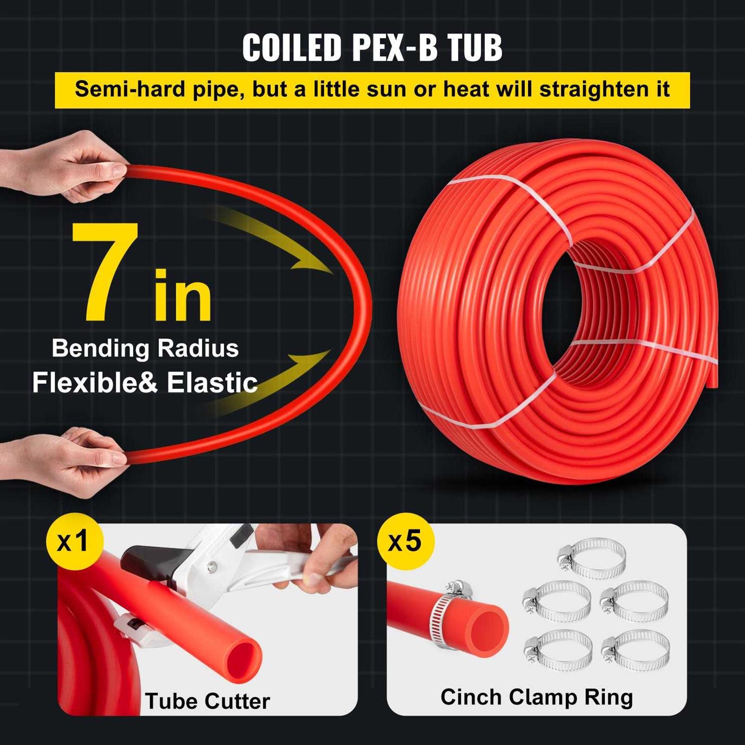 VEVOR PEX Pipe 1 inch x 500 ft PEX Tubing Non Oxygen Barrier PEX-B Pipe - Shop Hardware Tools Online Store