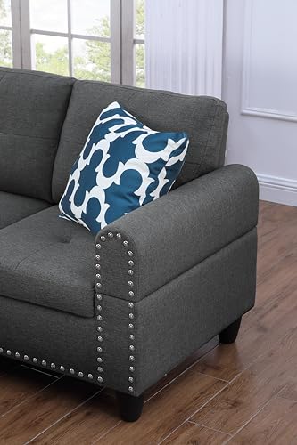 Devion Furniture Regis 4-in-1 Convertible L Shaped Couch with Pull Out Bed and Storage, Sectional Sleeper Sofa with Reversible Chaise for Living Room
