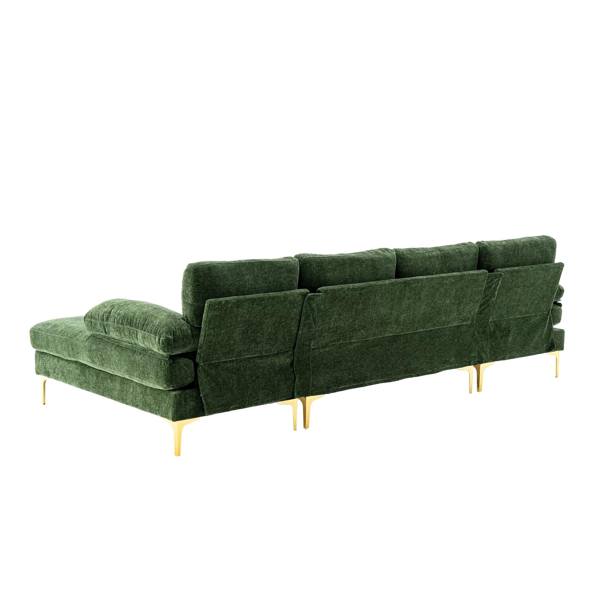 Luccalily Sectional Sofa U-Shaped Sectional Couch , Accent Sofa Recliner,with Golden Metal Legs,Mid-Century Modern Velvet loveseat Sofa