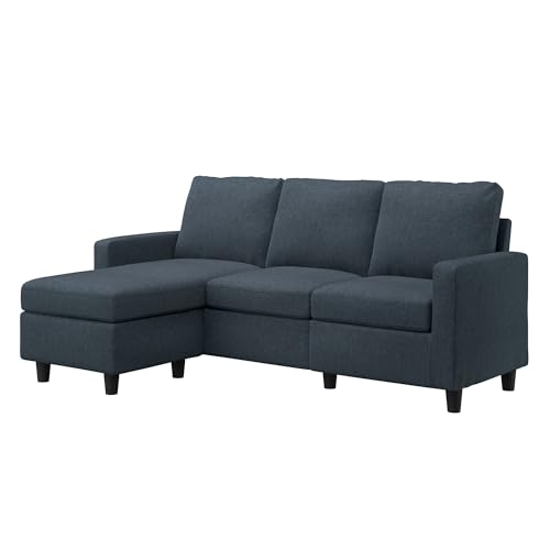 HONBAY Convertible Sectional Sofa, L Shaped Couch with Reversible Chaise for Small Space, Black
