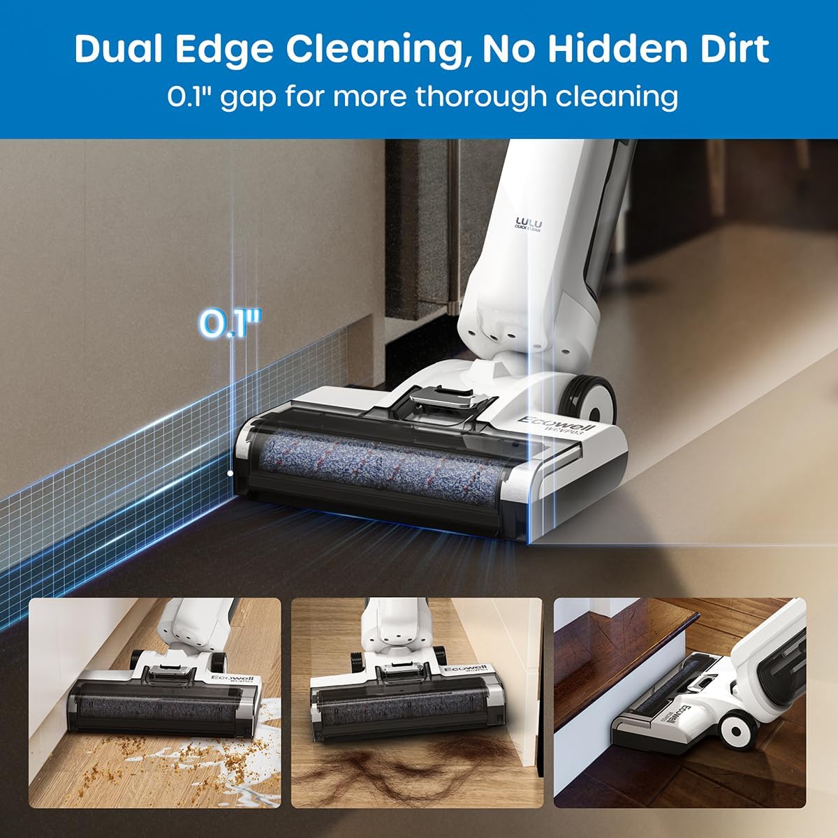 ECOWELL Cordless Wet Dry Vacuum Cleaner, Smart Vacuum, Mop, and Self-Cleaning System Combo with LCD Display, Long Runtime
