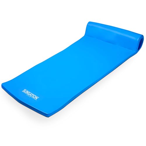 TRC Recreation Sunsation Vinyl Coated Foam Swimming Pool Float Mat Adult Lounger with Built-in Roll Pillow