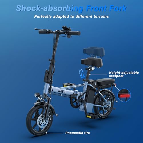 NAVIC Electric Bike for Adults, 14'' Adults Electric Bicycles, Peak 750W Folding Ebike with 499.2/749Wh Removable Battery, Max Speed 22mph