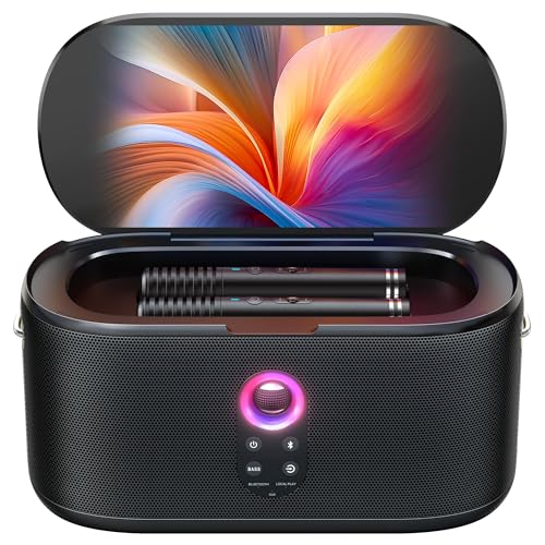 Ikarao Smart Karaoke Machine for Adults - with Lyrics Display, 32GB Karaoke Tablet, 2 Wireless Mics, Professional Karaoke System, 300W Peak Power