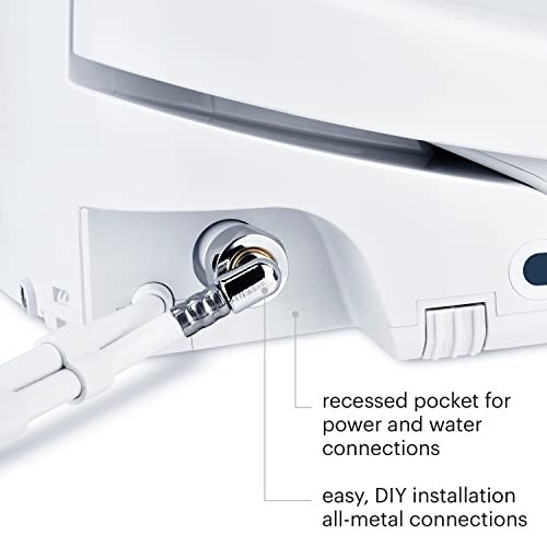 Brondell Swash 1200 Luxury Bidet Toilet Seat in White with Dual Stainless-Steel Nozzles | Endless Warm Water | Programmable User Settings |