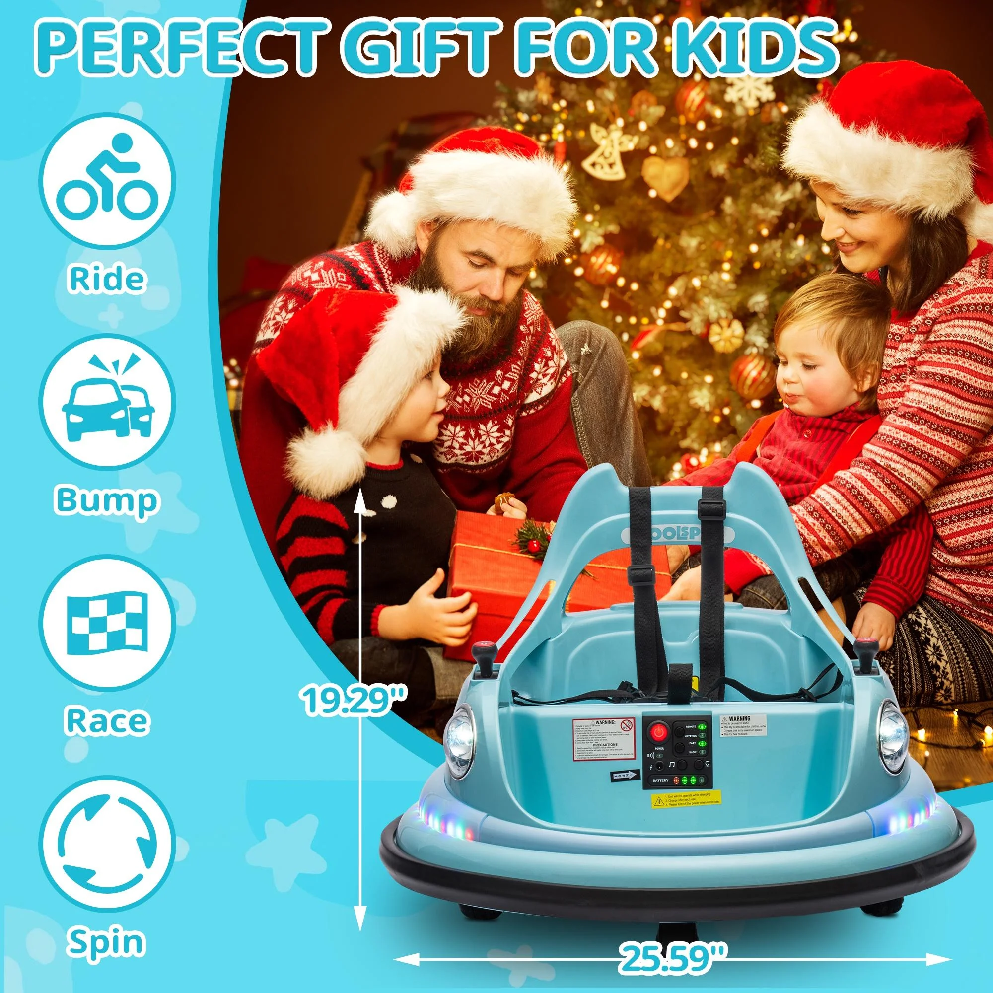 iRerts 12V Bumper Cars for Kids, Bumper Car Ride on with Remote Control, Battery Powered Kids Ride on Toys for 2-5 Year Old Boys Girls