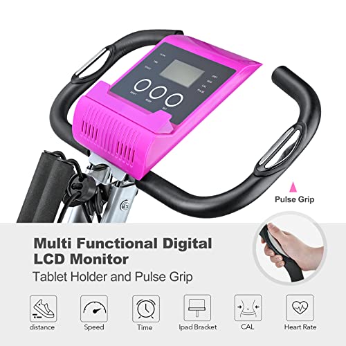 Folding Exercise Bike Portable Upright Adjustable Backrest Cycling Recumbent Stationary Bike Slim Indoor Workout Fitness Cardio Foldable Exercise