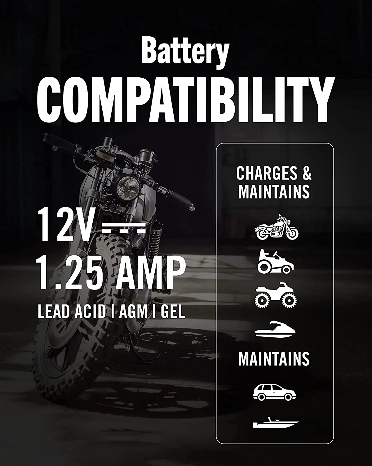 Battery Tender Plus 12V Battery Charger and Maintainer: 1.25 AMP Powersport Battery Charger and Maintainer for Motorcycles, ATVs, UTVs
