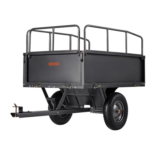 VEVOR Heavy Duty ATV Trailer Tow Behind Dump Cart, 17 Cu.Ft. 600lbs Capacity