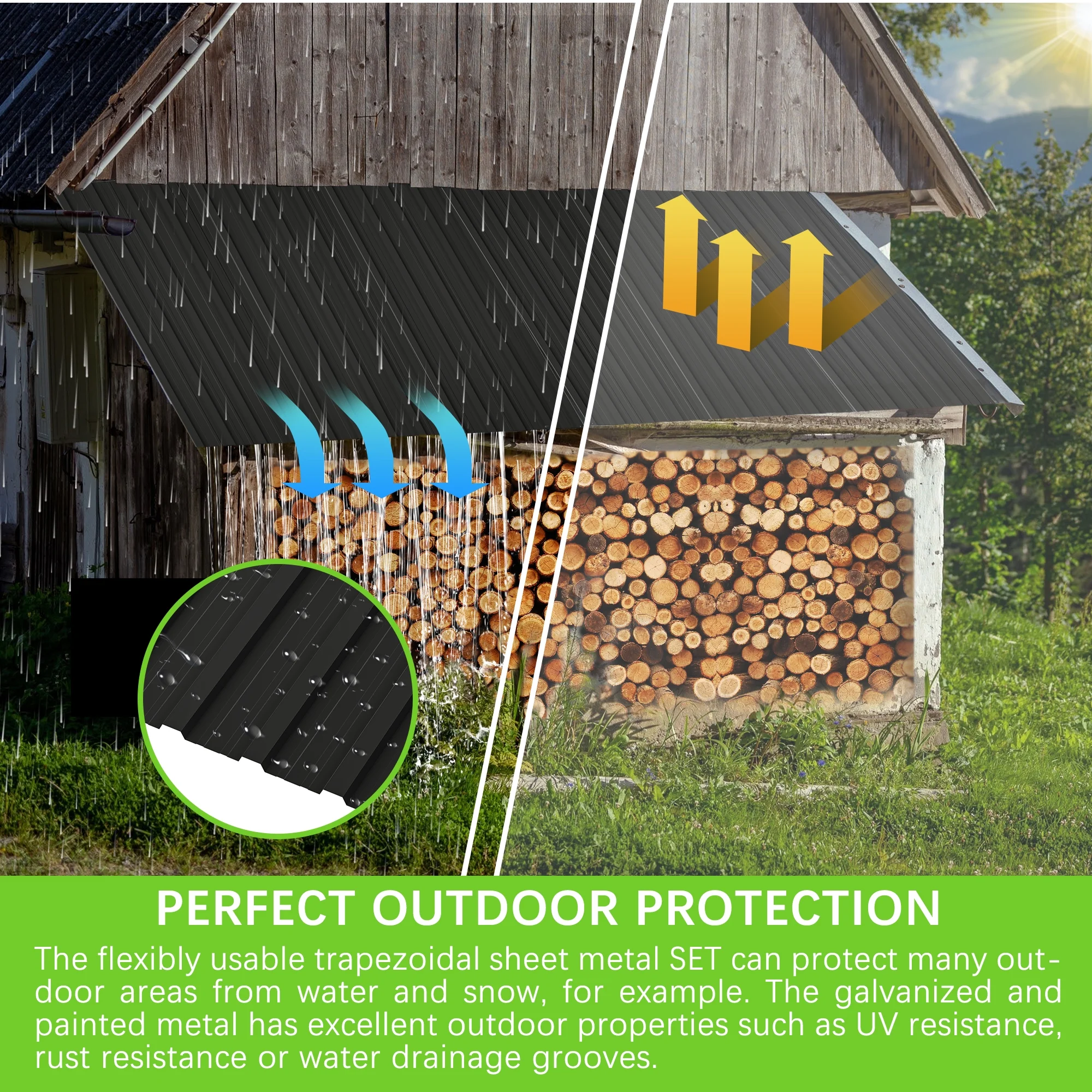 20 Pcs Galvanized Metal Roof Panels Hardware Roofing Sheets, Black - Radiant Selections