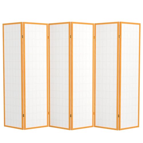 Red Lantern 6 ft. Tall Window Pane Shoji Screen-Natural-4 Panels Room Divider
