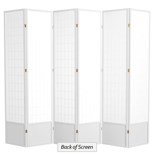 Red Lantern 7 ft. Tall Window Pane Shoji Screen-White-3 Panels Room Divider
