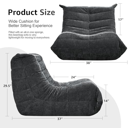 Bean Bag Chairs for Adults Giant Bean Bag Chair Memory Foam BeanBag Chair Big Bean Bag Sofa with Filler Faux Fur Fireside Beanbags Lazy Sofa for