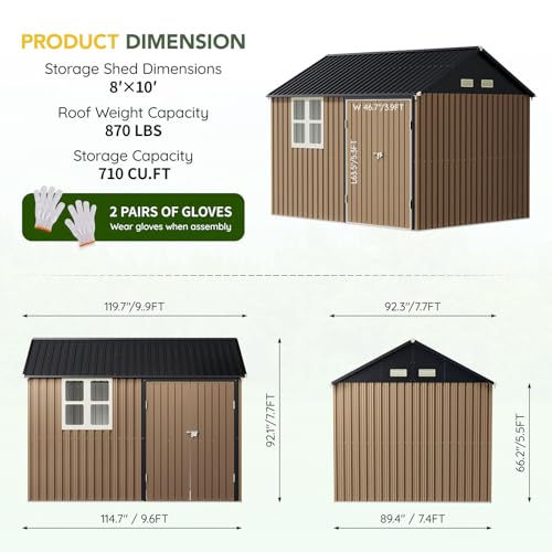 6x4FT Outdoor Steel Storage Shed with Clear Window, Lockable Doors, Weather-Resistant Metal Tool Shed for Garden, Backyard, Patio, and Utility Storage