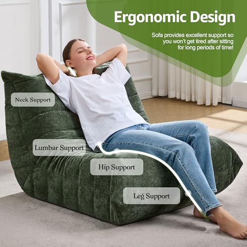 Bean Bag Chairs for Adults Giant Bean Bag Chair Memory Foam BeanBag Chair Big Bean Bag Sofa with Filler Faux Fur Fireside Beanbags Lazy Sofa for