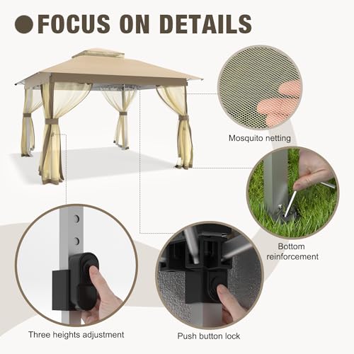 Outdoor Pop Up Gazebo 10x10 - Instant Canopy Tent with Mosquito Nettings