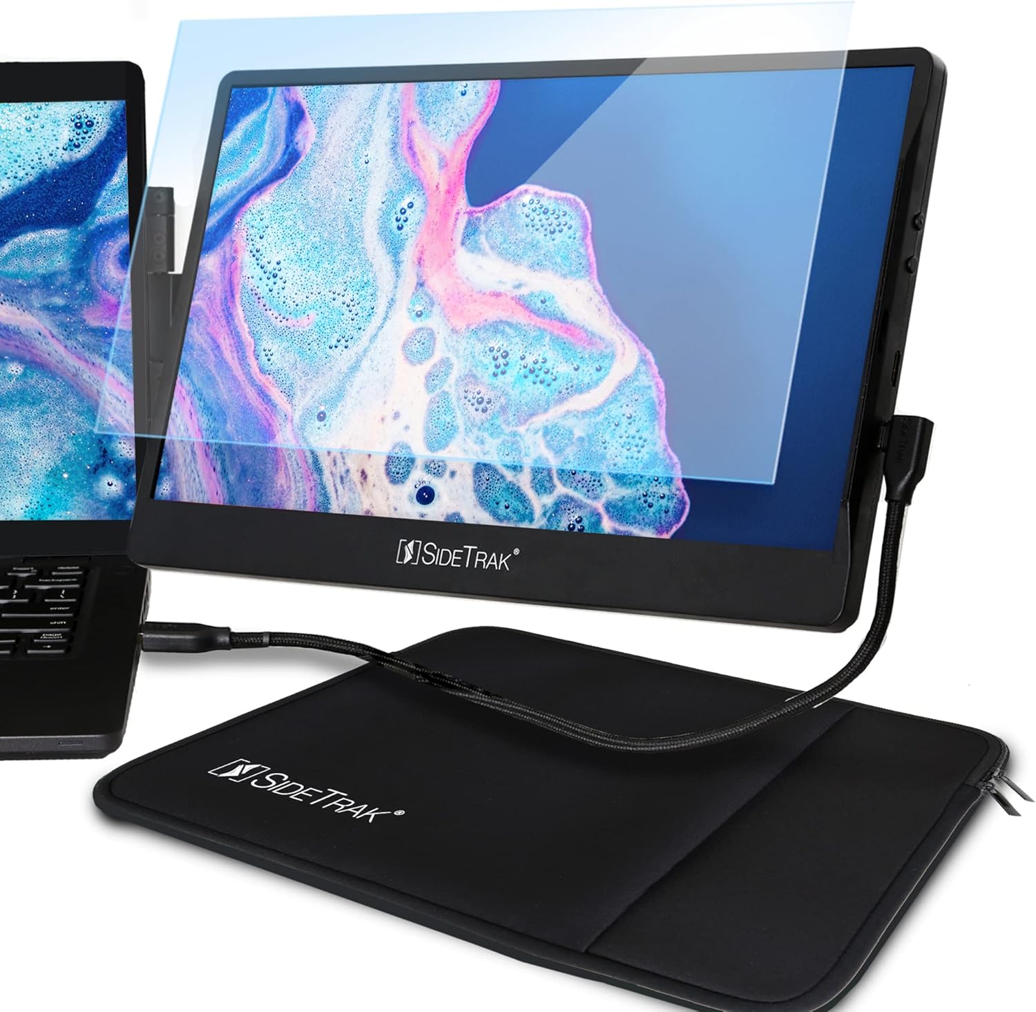 SideTrak Swivel Attachable Portable Monitor for Laptop 12.5” FHD IPS Dual Screen with Case & Screen Protector | Ultimate Protection Bundle |